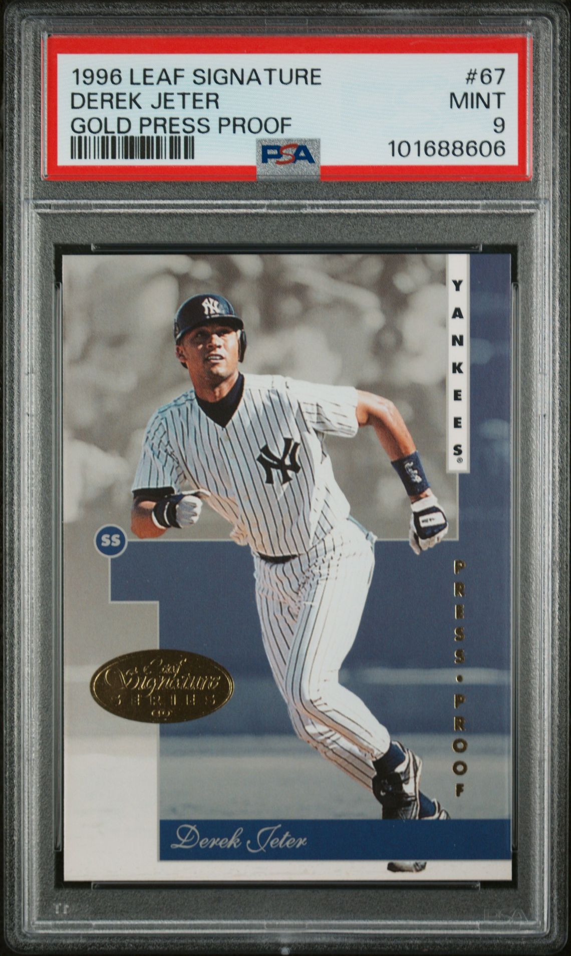 1996 Leaf Signature Derek Jeter #67 (Gold Press Proof) Mint 9 front