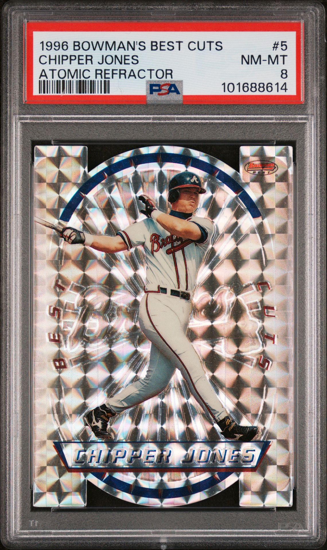 1996 Bowman's Best Cuts Chipper Jones #5 (Atomic Refractor) Nm-Mt 8 front