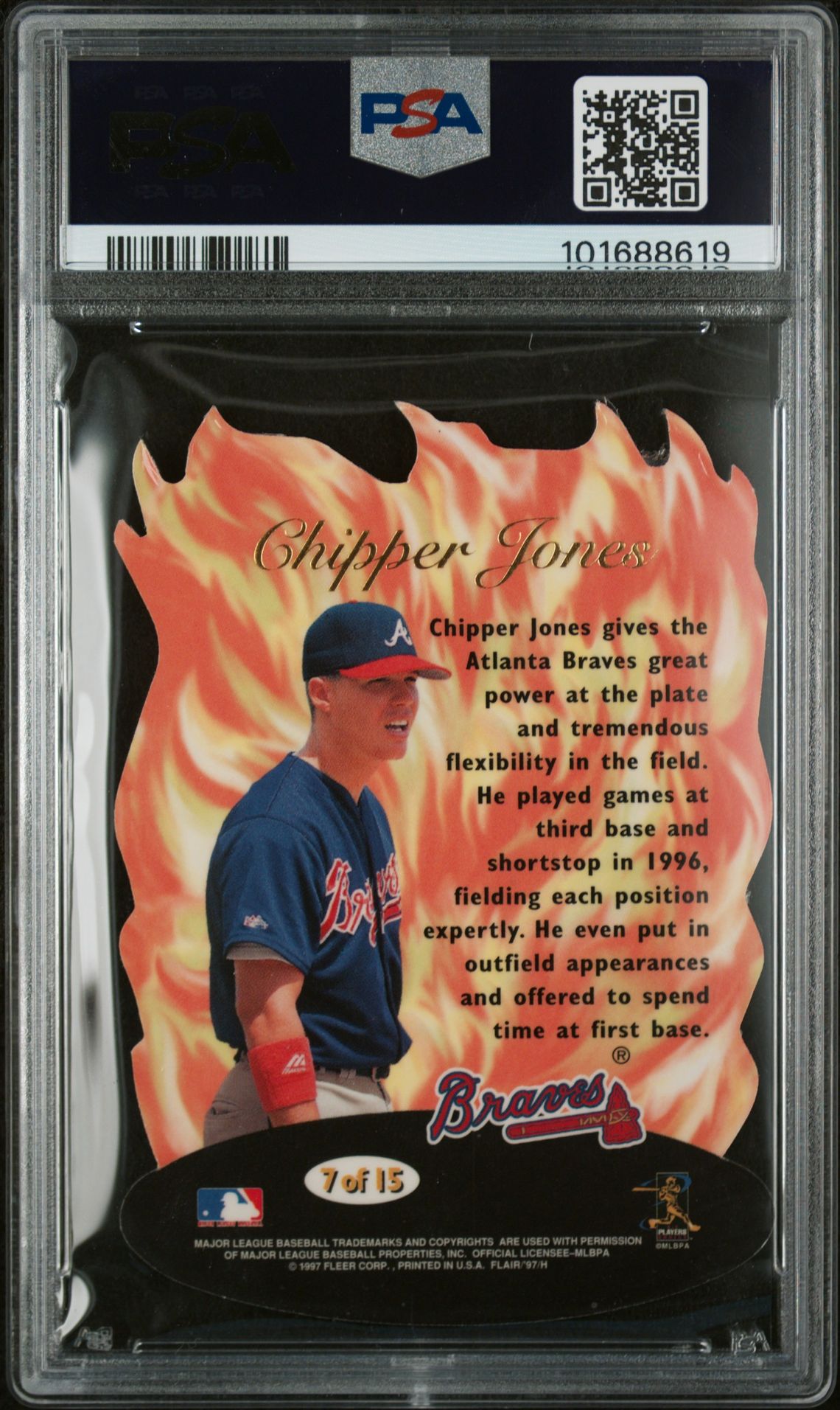 1997 Flair Showcase Hot Gloves Chipper Jones #7 (Hot Gloves) Nm-Mt 8 back