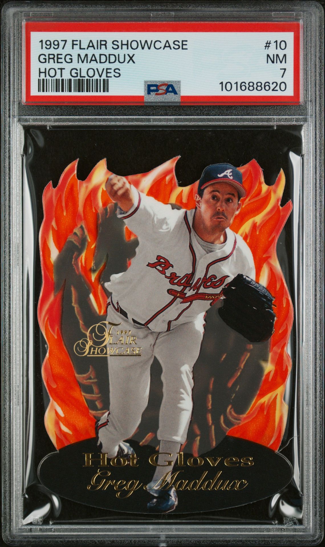 1997 Flair Showcase Hot Gloves Greg Maddux #10 (Hot Gloves) Nm 7 front