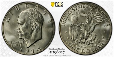 1974-S $1 Silver MS68