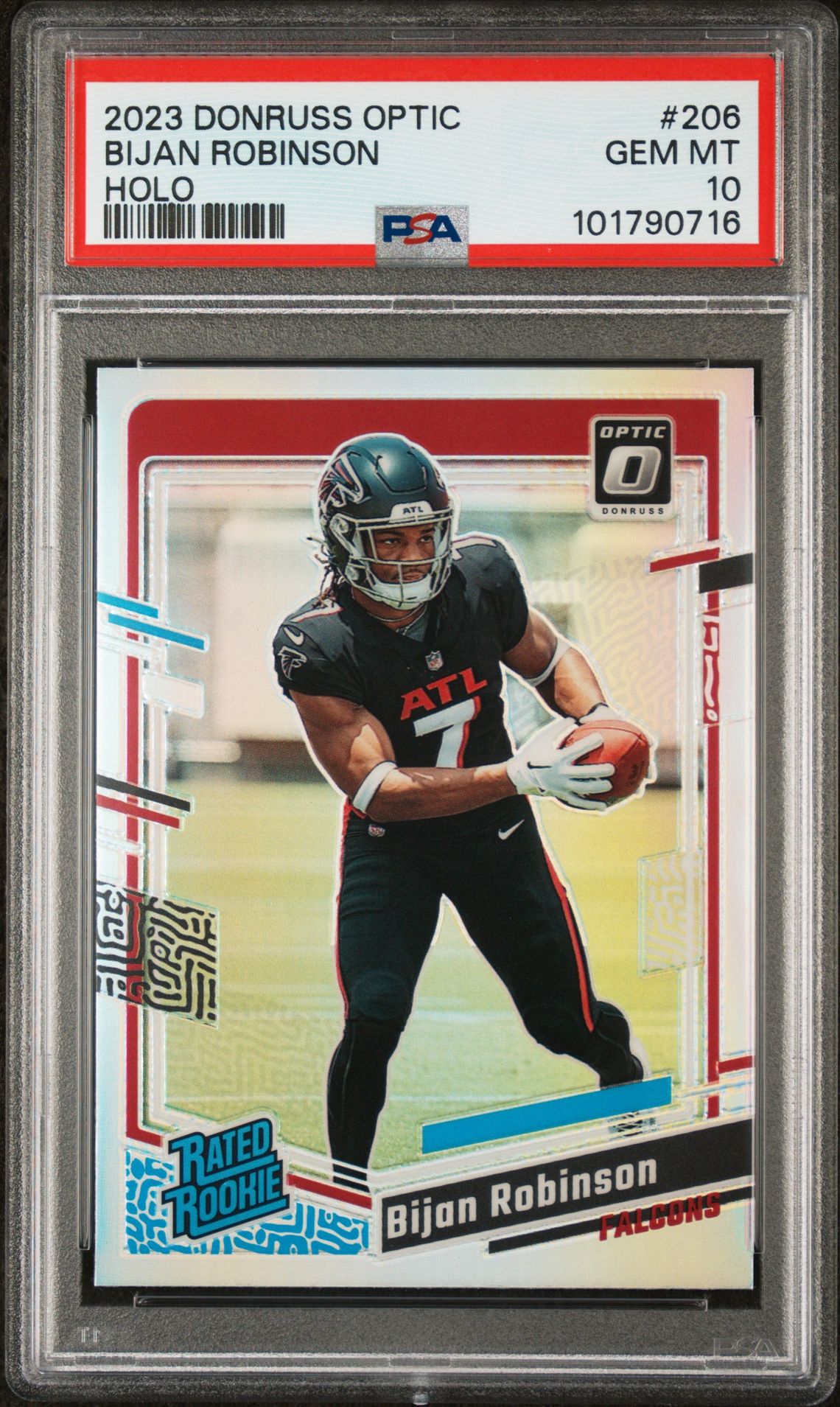 2023 Panini Donruss Optic Bijan Robinson #206 (Holo) Gem Mt 10 front