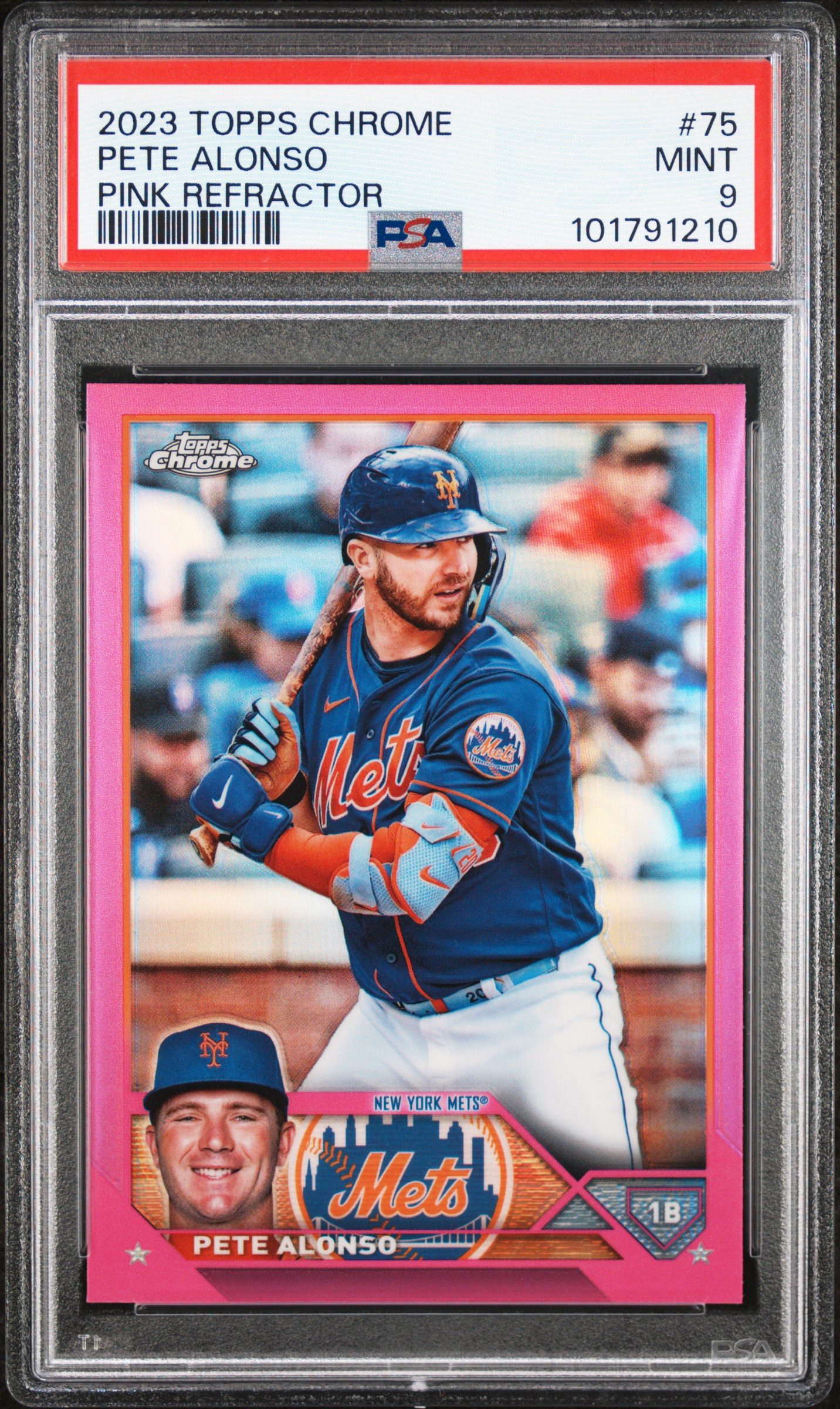 2023 Topps Chrome Pete Alonso #75 (Pink Refractor) Mint 9 front
