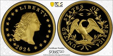 2024 $1 Flowing Hair High Relief Au 230th Anniversary First Strike PR70DCAM
