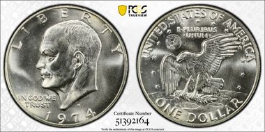 1974-S $1 Silver MS67