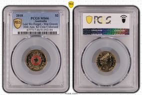 2018 $2 Lest We Forget - War Graves 30th Ann. $2 Coin Colorized MS66