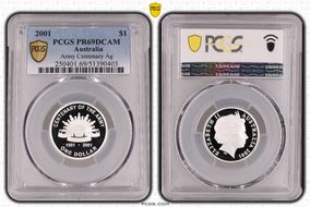 2001 $1 Army Centenary Ag PR69DCAM