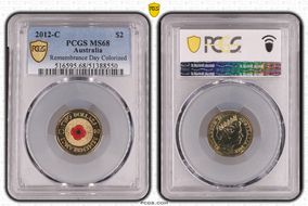 2012-C $2 Remembrance Day Colorized MS68