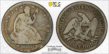 1853 50C Arrows & Rays G6