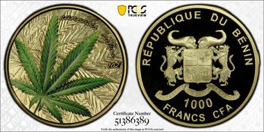 2021 1000 Fr Cannabis Sativa Gilt-Ag, Colorized PR70DCAM