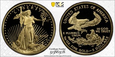 2007-W $5 Gold Eagle PR69DCAM