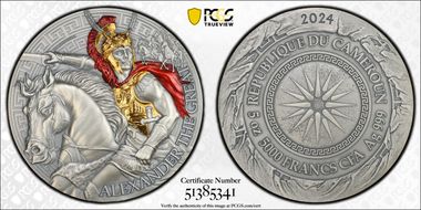 2024 5000 Fr Alexander the Great Colorized Antique Finish Select Gilt SP70
