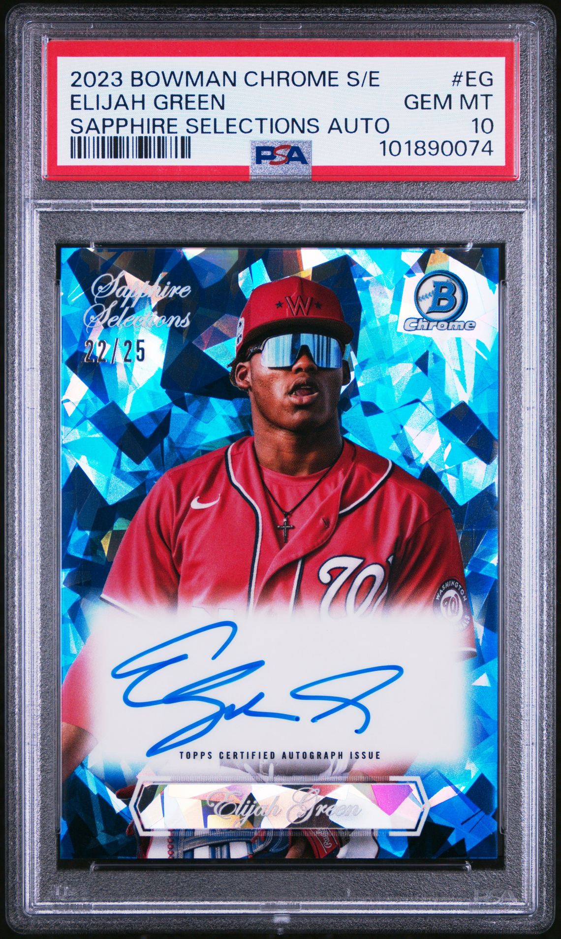 2023 Bowman BOWMAN CHROME SAPPHIRE EDITION SAPPHIRE SELECTIONS AUTOGRAPH Green #EG Elijah Green front