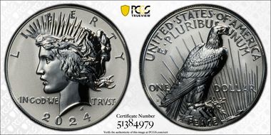 2024-S $1 Peace Dollar Rev PR Two-Coin Reverse Proof Set PR70
