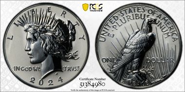 2024-S $1 Peace Dollar Rev PR Two-Coin Reverse Proof Set PR70