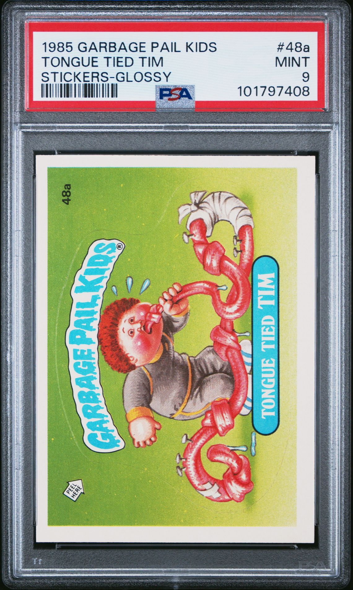 1985 Topps Garbage Pail Kids #48A Tongue Tied Tim front