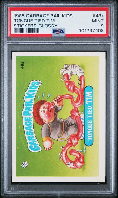 1985 Topps Garbage Pail Kids GLOSSY #48A Tongue Tied Tim front