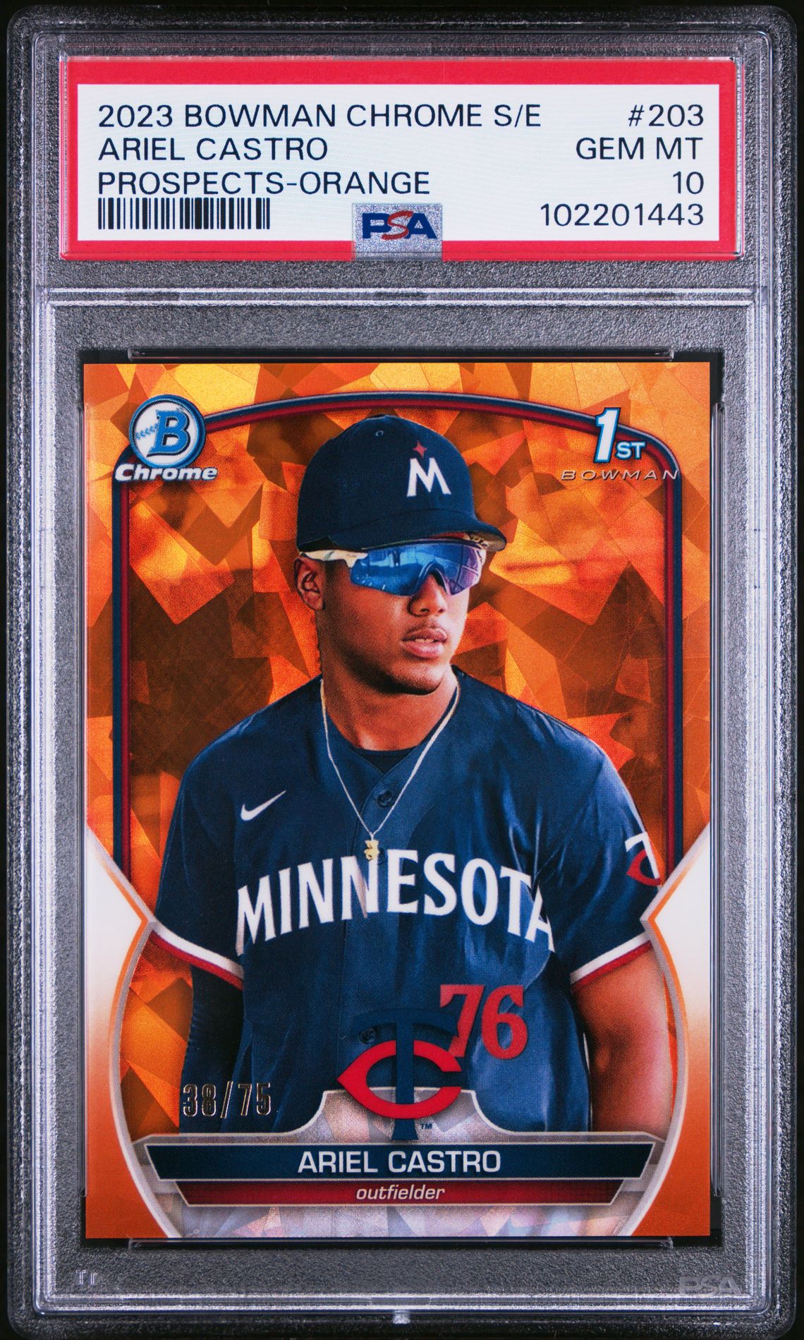 2023 Bowman BOWMAN CHROME SAPPHIRE EDITION PROSPECTS Orange #203 Ariel Castro front