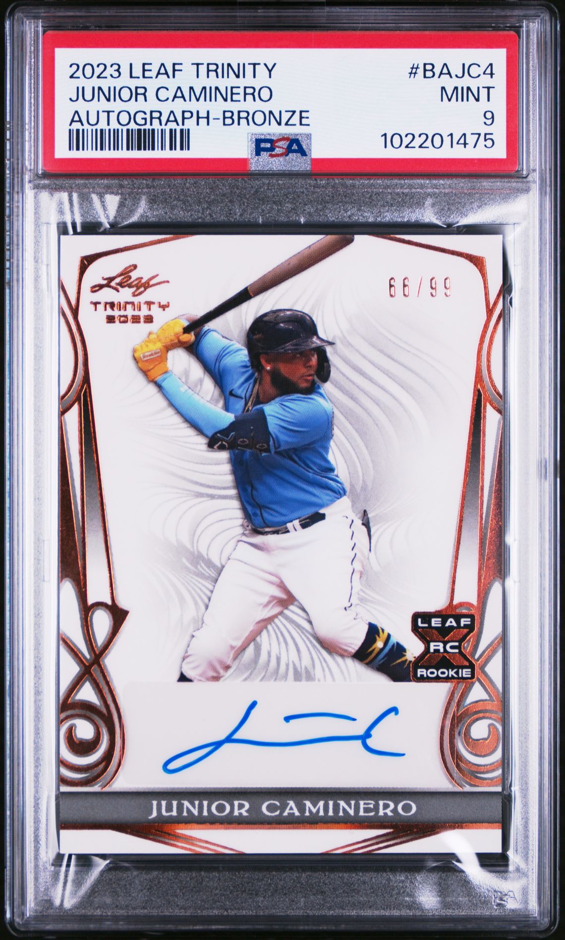 2023 Leaf LEAF TRINITY AUTOGRAPHS BRONZE #BAJC4 Junior Caminero front