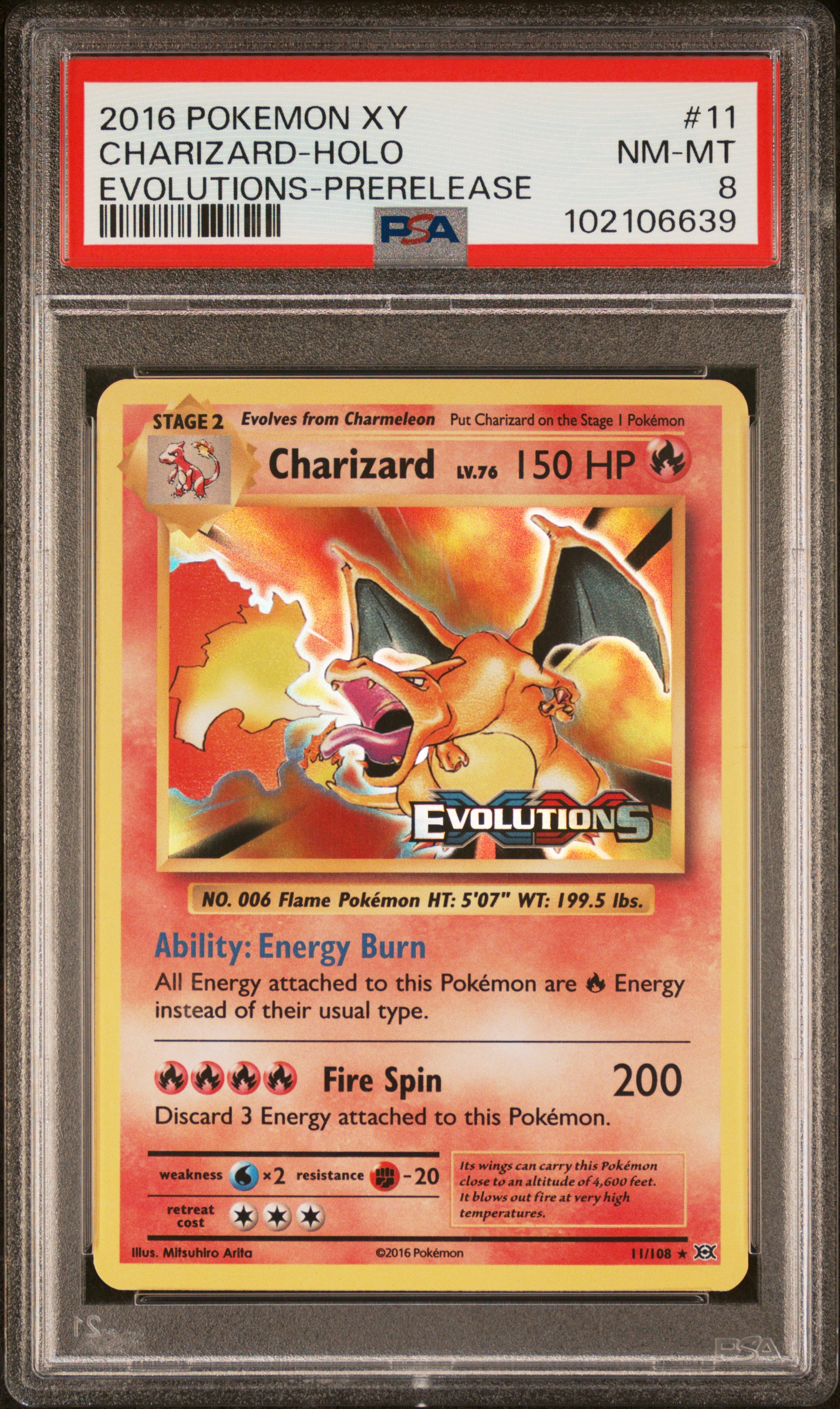 2016 Pokemon Xy Evolutions Charizard-Holo #11 (Evolutions-Prerelease) Nm-Mt 8 front