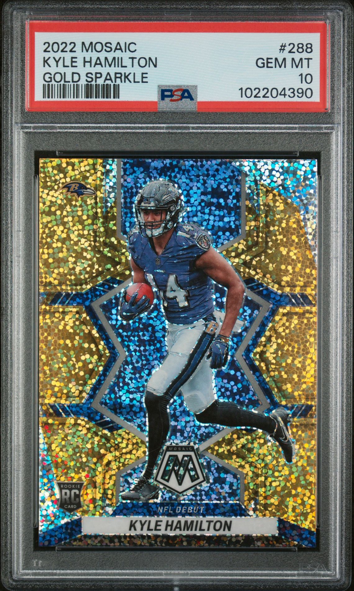 2022 Panini Mosaic Kyle Hamilton #288 (Gold Sparkle) Gem Mt 10 front