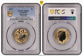 2014 $1 Stag Beetle Colorized MS69