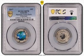 2017 10C Planetary Coins Earth Colorized MS70