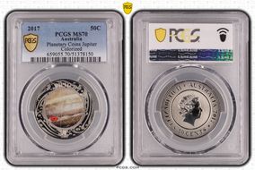 2017 50C Planetary Coins Jupiter Colorized MS70