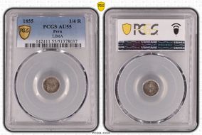 1855 1/4 R LIMA KM-143.1  Ag AU55