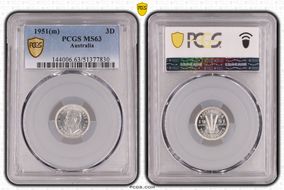 1951(m) 3D KM-44  Ag MS63