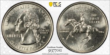 1999-D 25C Delaware MS65