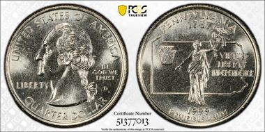 1999-D 25C Pennsylvania MS65