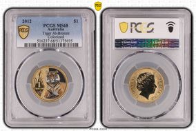 2012 $1 Tiger Al-Bronze Colorized MS68