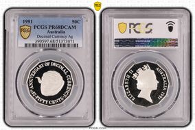 1991 50C Decimal Currency Ag PR68DCAM