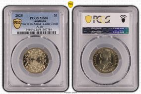 2025 $1 Year of the Snake Lunar Circle Al-Br MS68