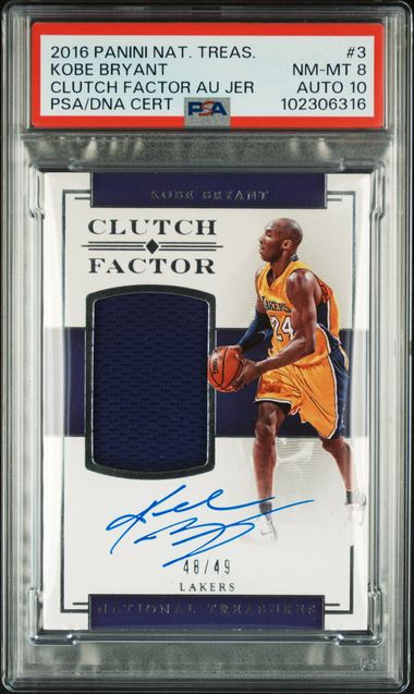 2016 Panini PANINI NATIONAL TREASURES CLUTCH FACTOR AUTOGRAPH JERSEY CLUTCH FACTOR AU JER #3 Kobe Bryant front