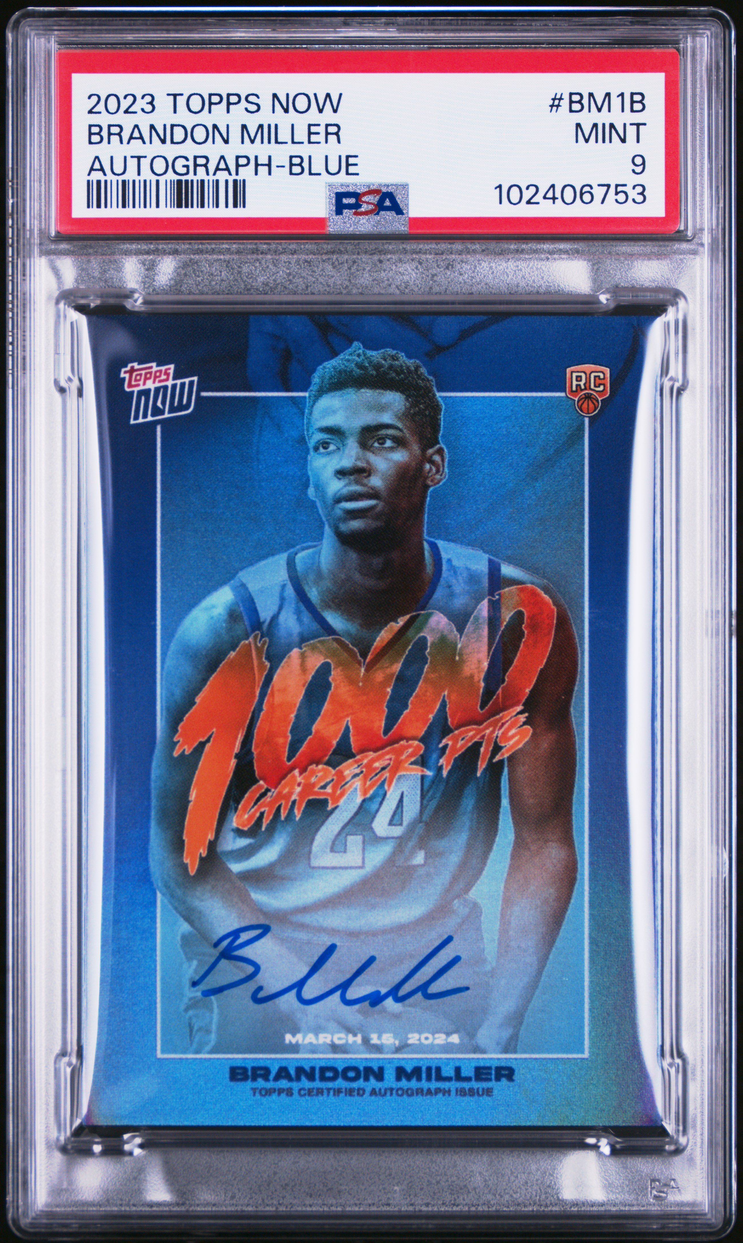 2023 BRANDON MILLER TOPPS NOW auto AUTOGRAPH-BLUE PSA 9 | Veriswap