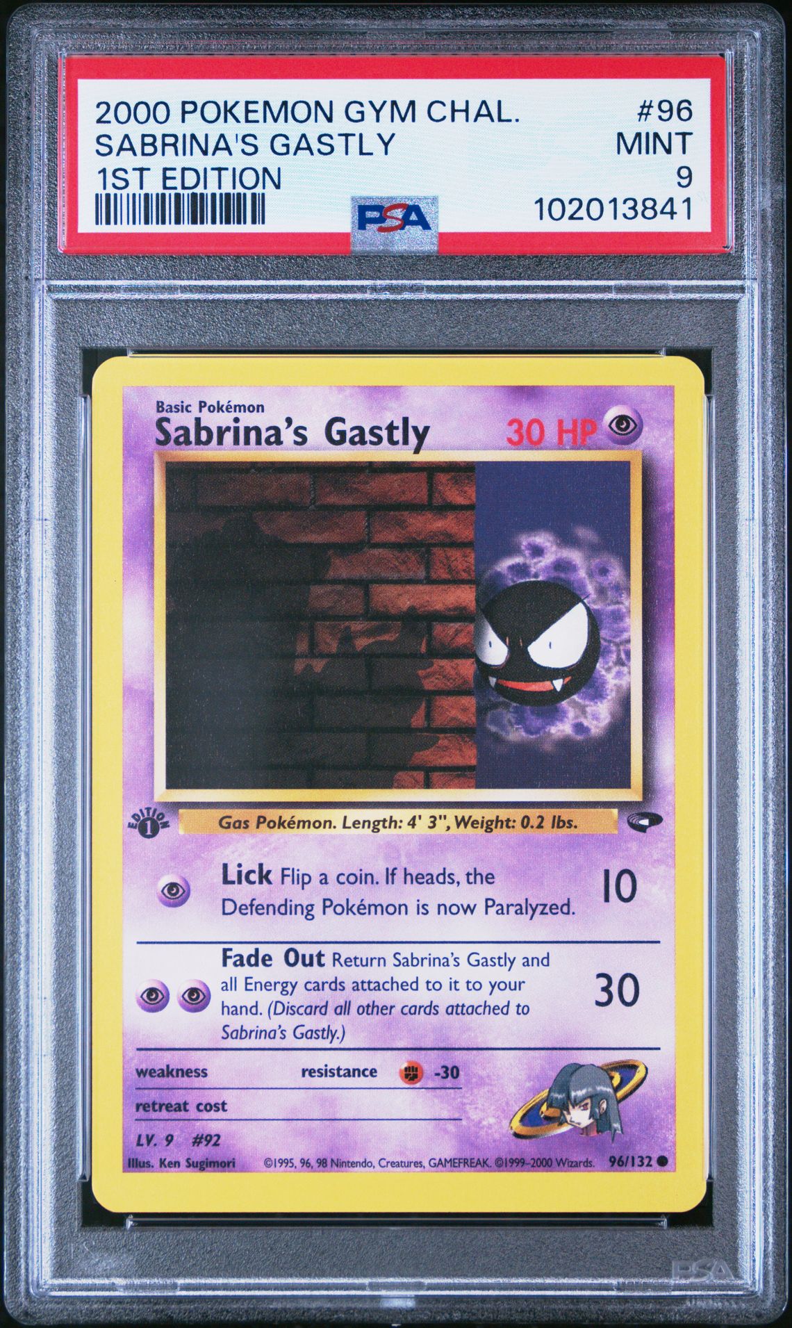 2000 Pokemon POKEMON GYM CHALLENGE 1ST EDITION #96 Sabrina's Gastly front