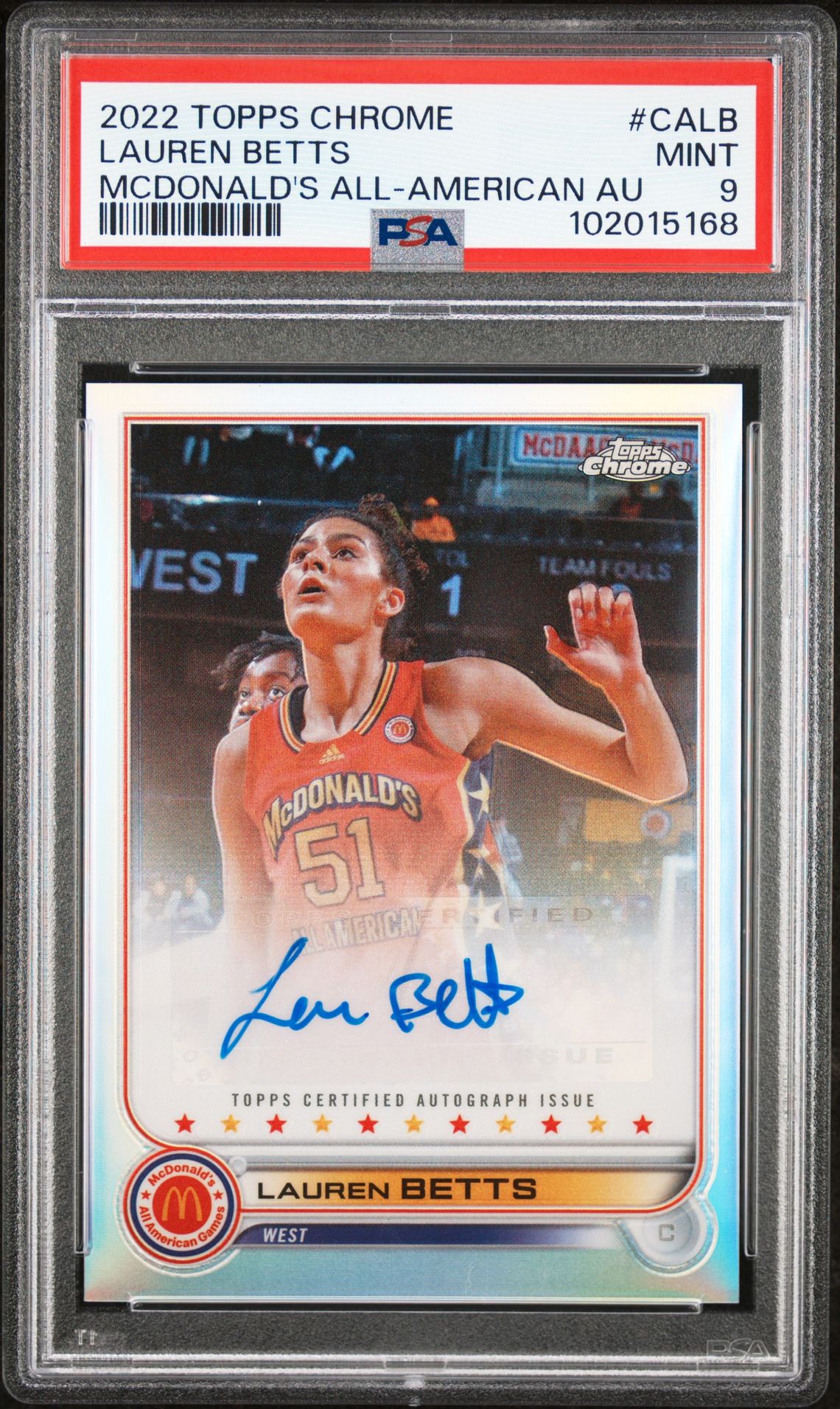 2022 Topps Chrome TOPPS CHROME MCDONALD'S ALL-AMERICAN AUTOGRAPHS #CALB Lauren Betts front