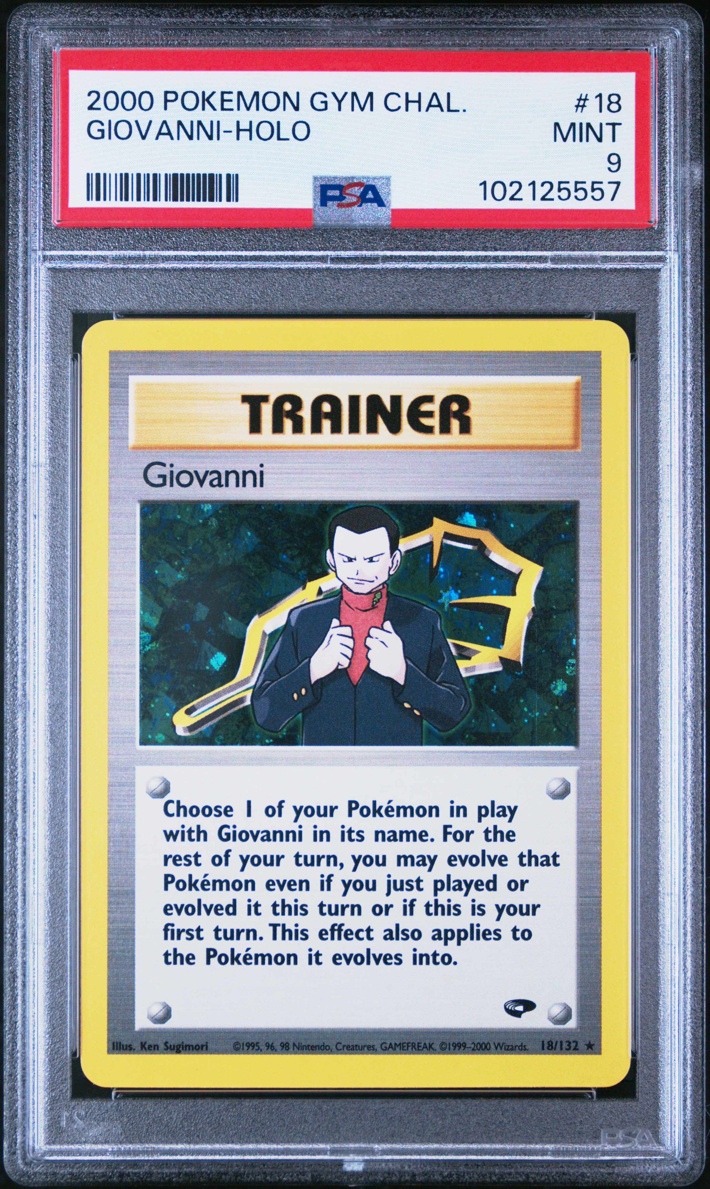 2000 Pokemon Gym Challenge Giovanni-Holo #18 Mint 9 back