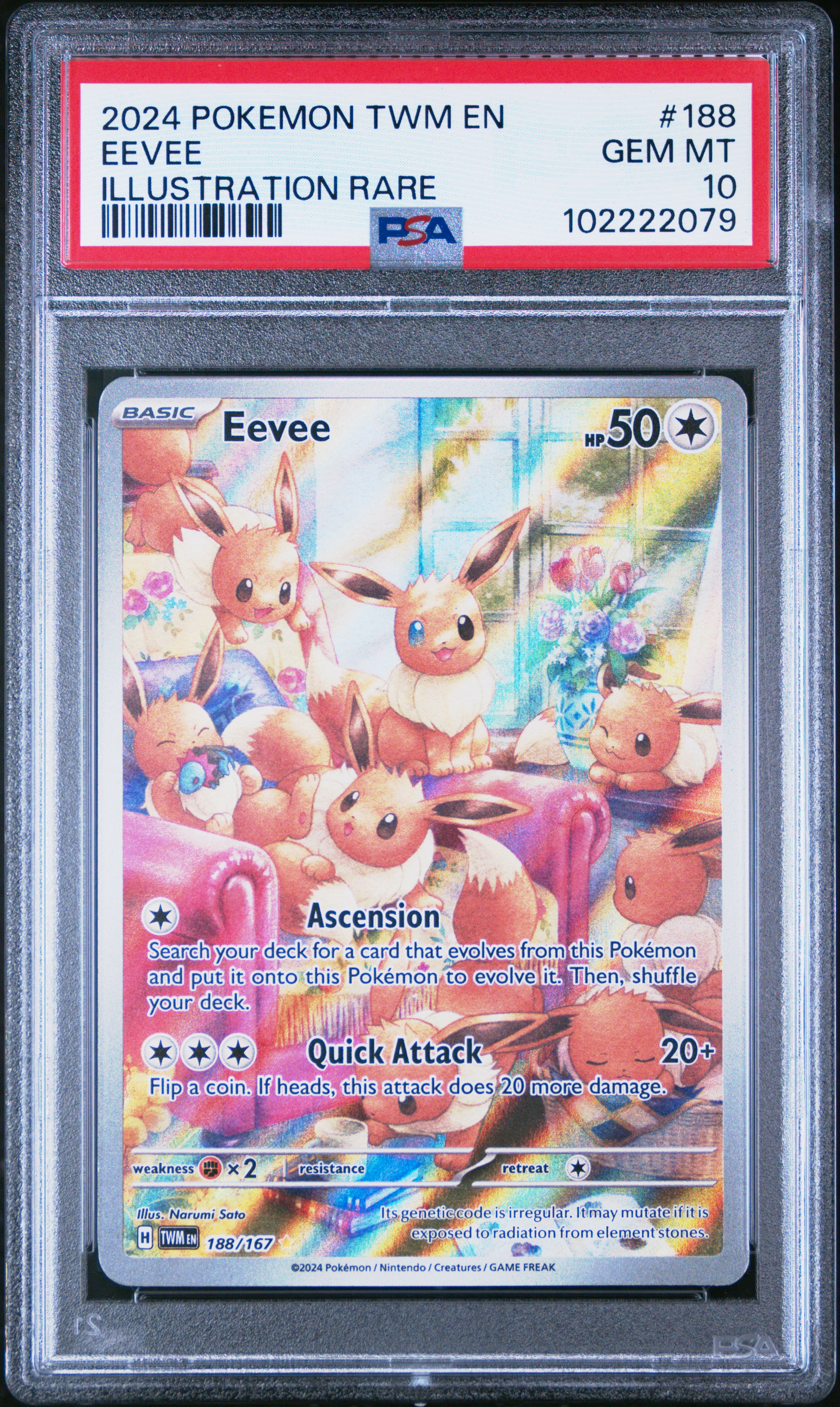 2024 Pokemon Twm En-Twilight Masquerade Eevee #188 (Illustration Rare) Gem Mt 10 front