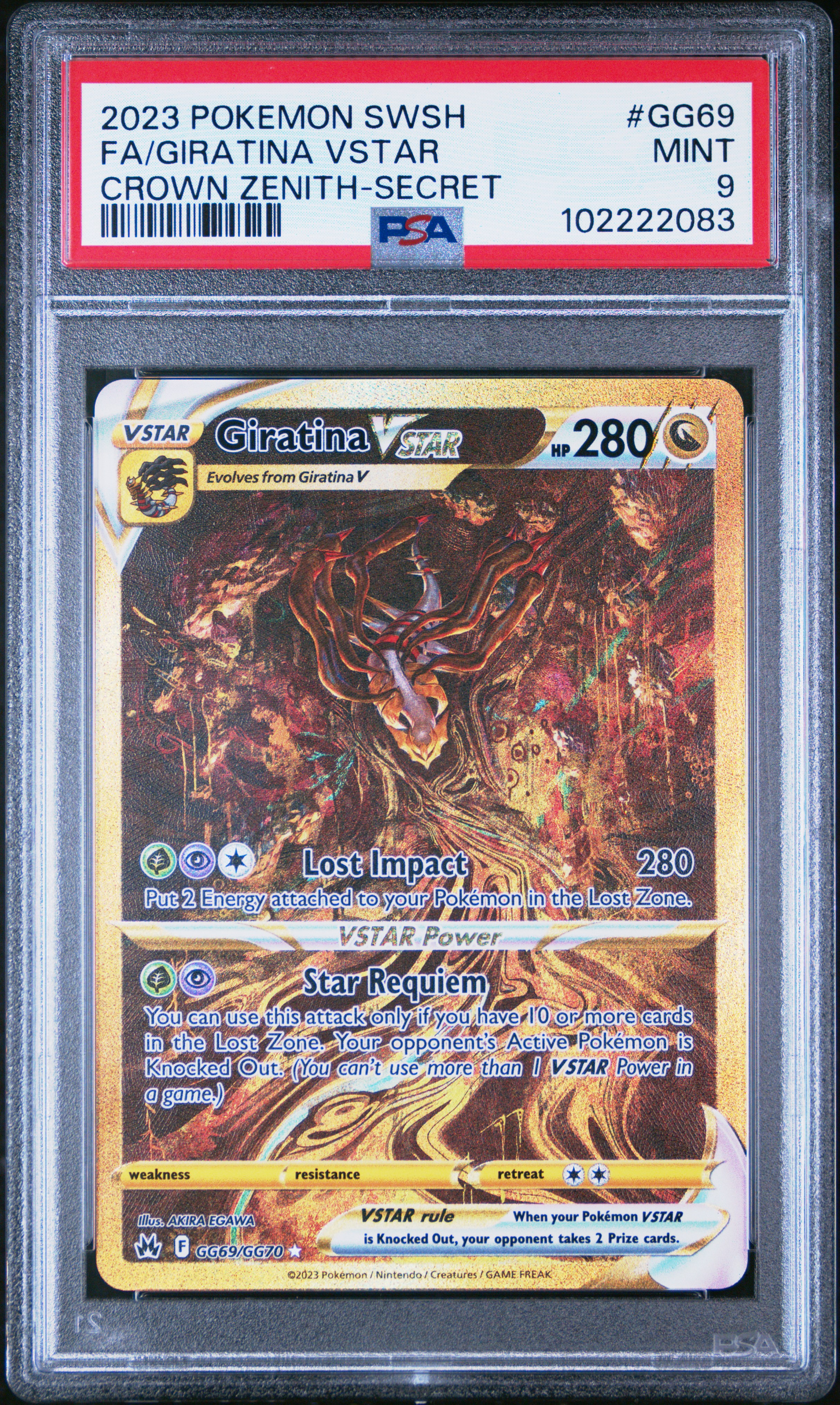 2023 Pokemon Sword And Shield Crown Zenith Fa/Giratina Vstar #Gg69 (Crown Zenith-Secret) Mint 9 front
