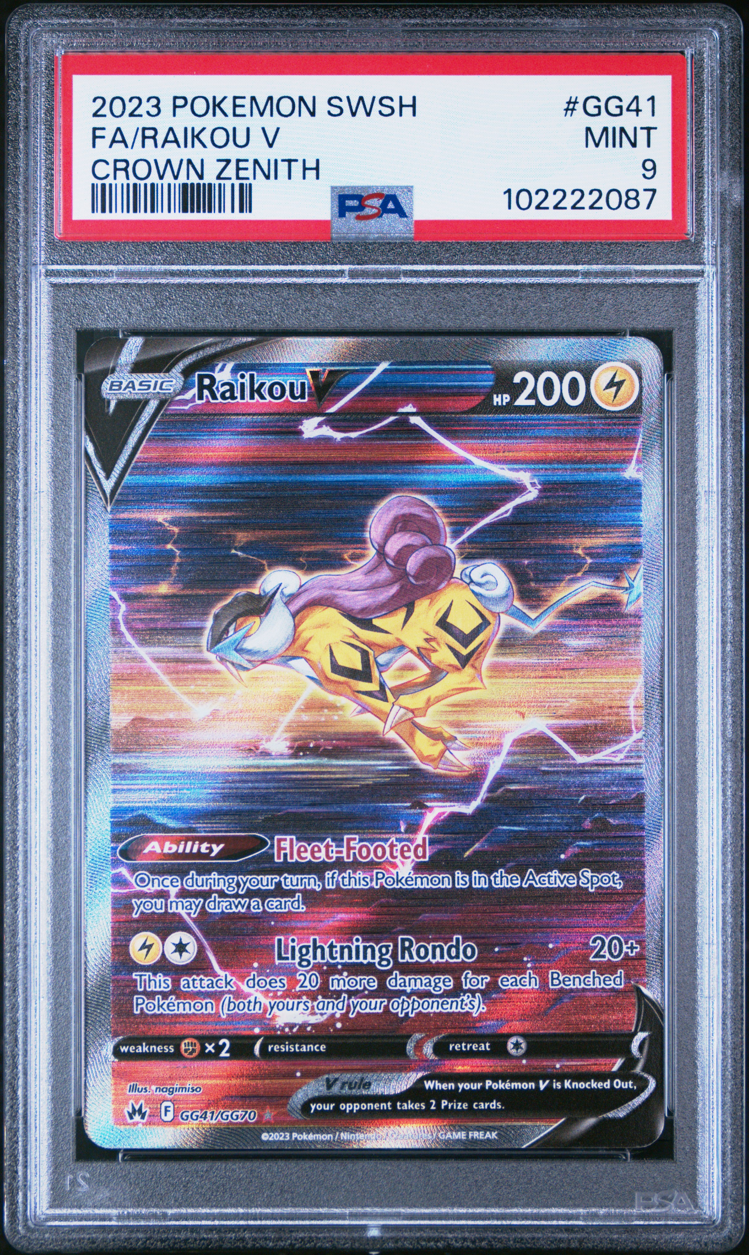 2023 Pokemon Sword And Shield Crown Zenith Fa/Raikou V #Gg41 (Crown Zenith) Mint 9 front