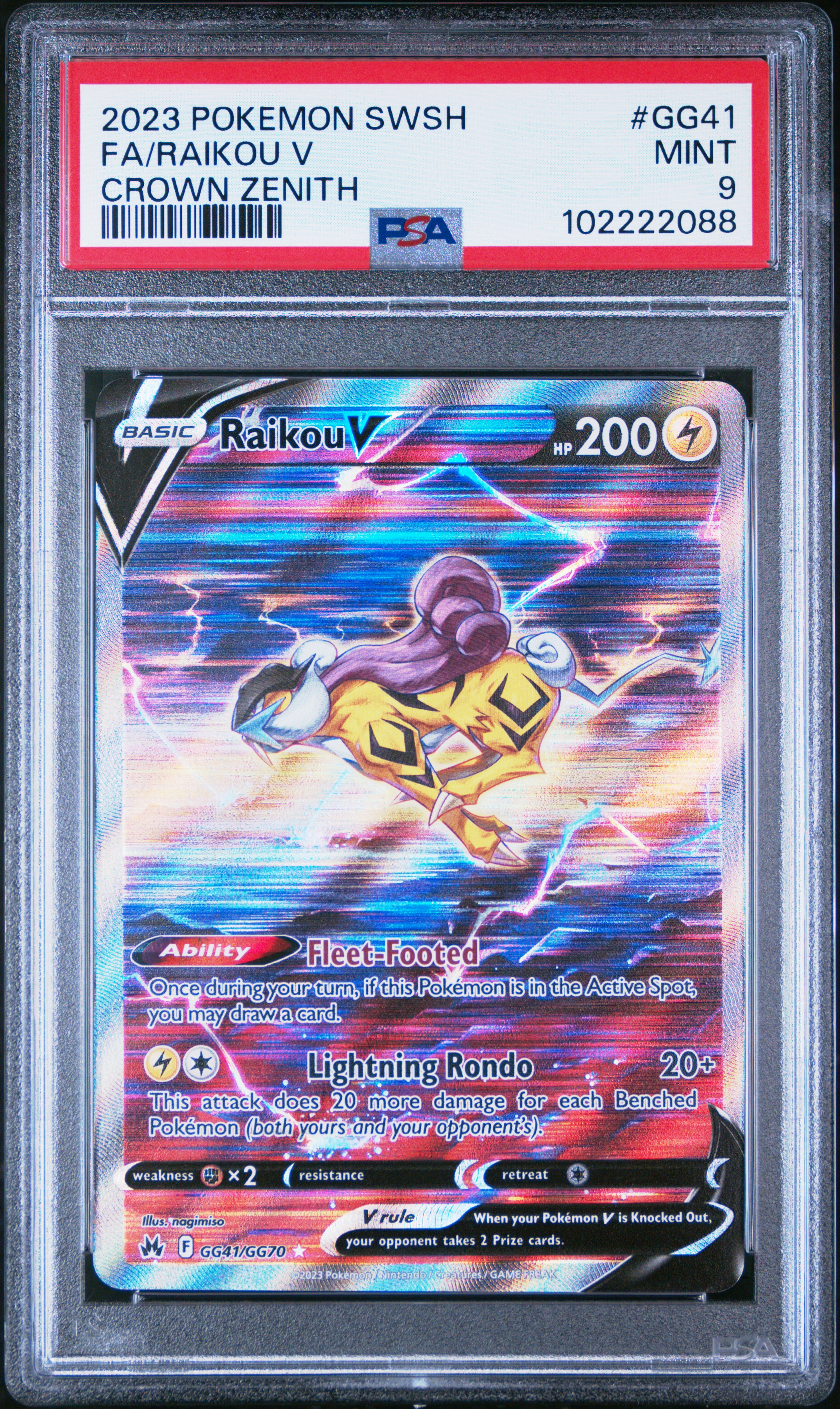 2023 Pokemon Sword And Shield Crown Zenith Fa/Raikou V #Gg41 (Crown Zenith) Mint 9 front