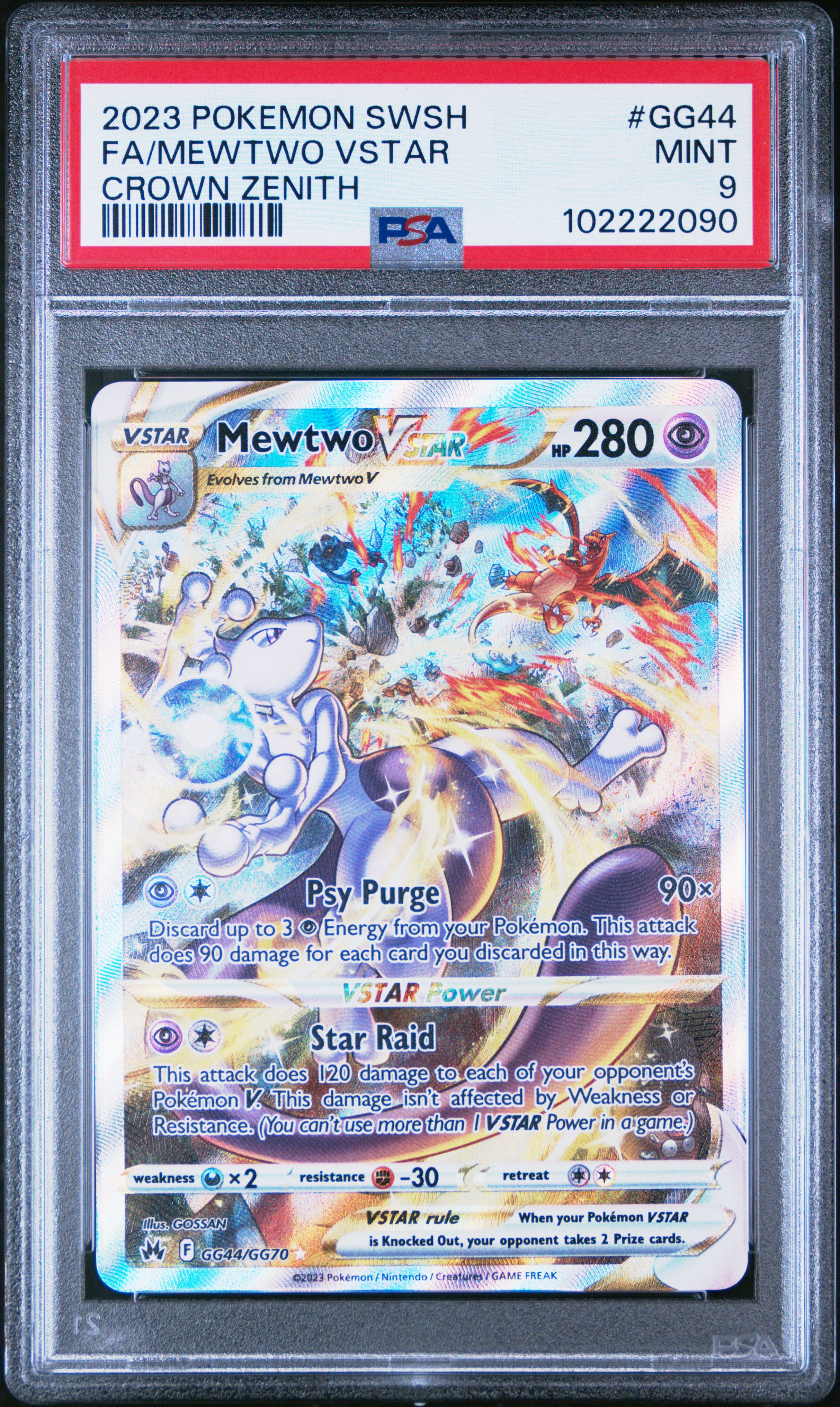 2023 Pokemon Sword And Shield Crown Zenith Fa/Mewtwo Vstar #Gg44 (Crown Zenith) Mint 9 front