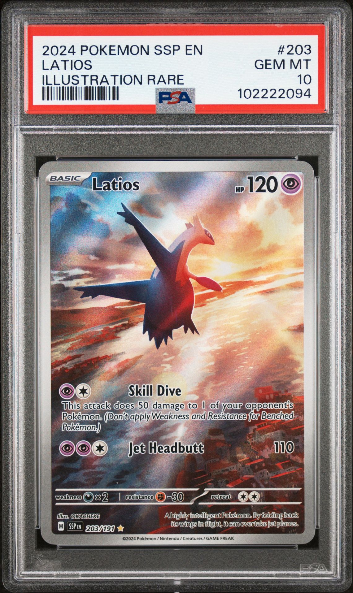 2024 Pokemon Ssp En-Surging Sparks Latios #203 (Illustration Rare) Gem Mt 10 front