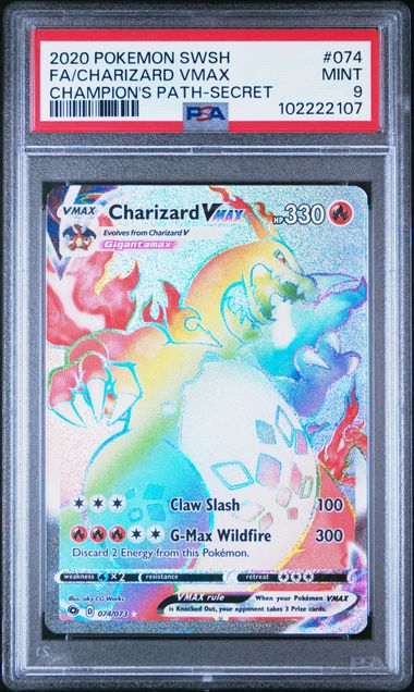 2020 Pokemon Sword & Shield Champion's Path Fa/Charizard Vmax #074 (Champion's Path-Secret) Mint 9 front