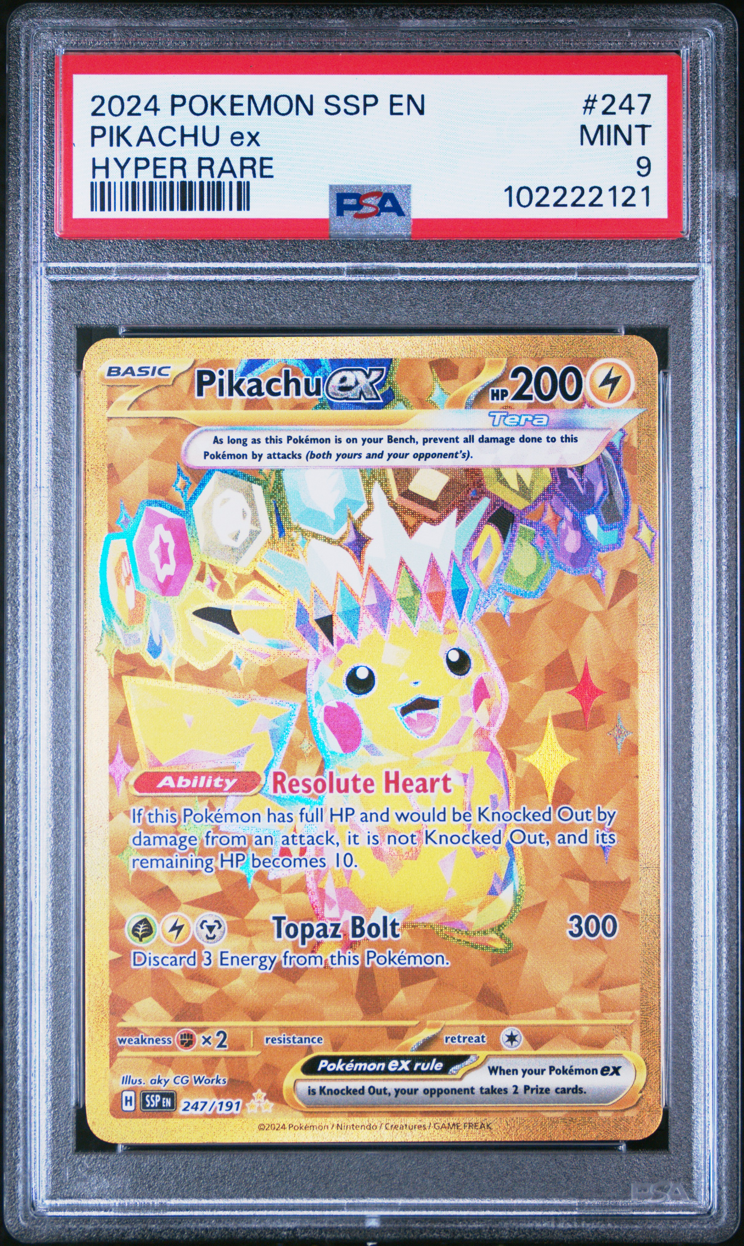 2024 Pokemon Ssp En-Surging Sparks Pikachu Ex #247 (Hyper Rare) Mint 9 front