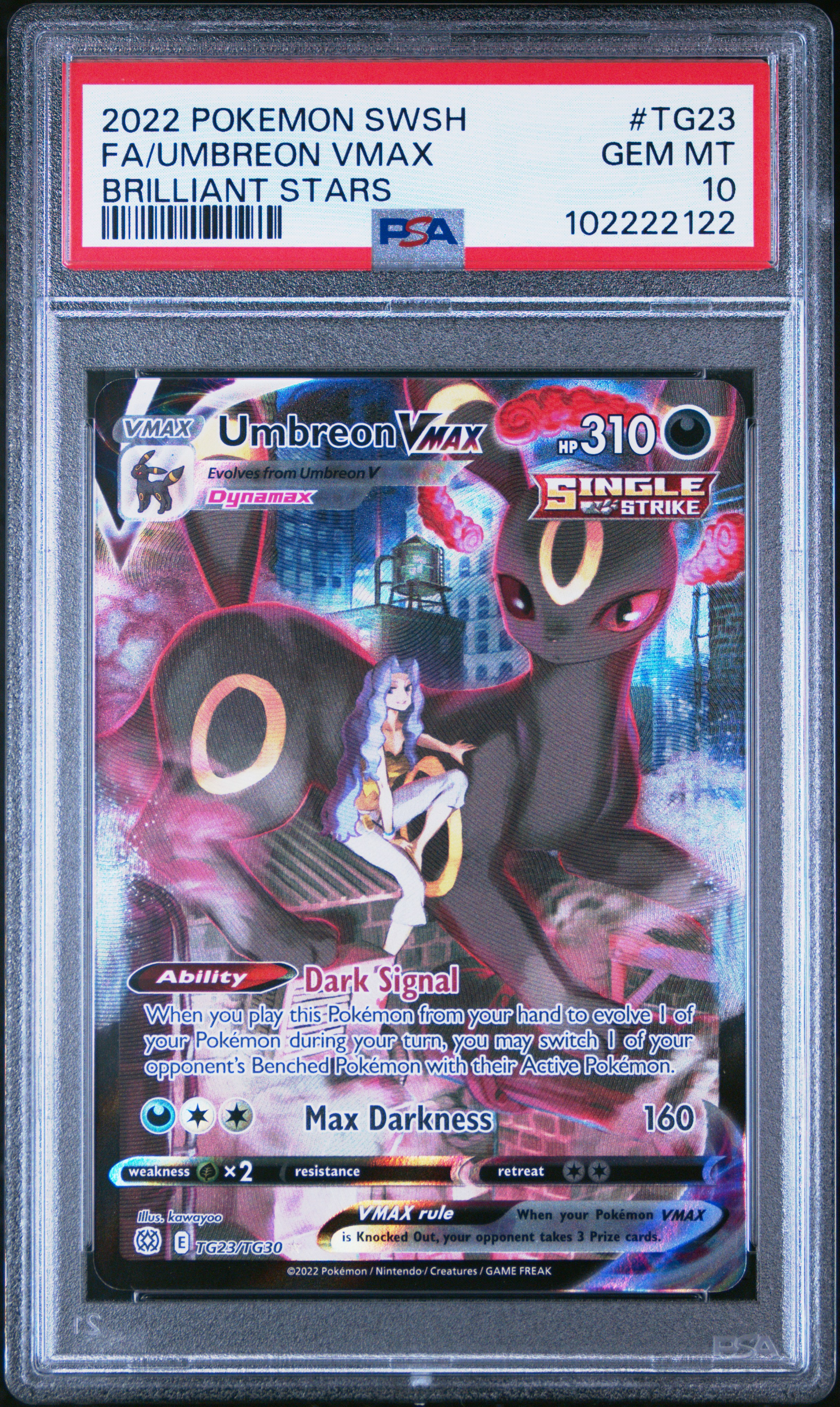 2022 Pokemon Sword & Shield Brilliant Stars Fa/Umbreon Vmax #Tg23 (Brilliant Stars) Gem Mt 10 front