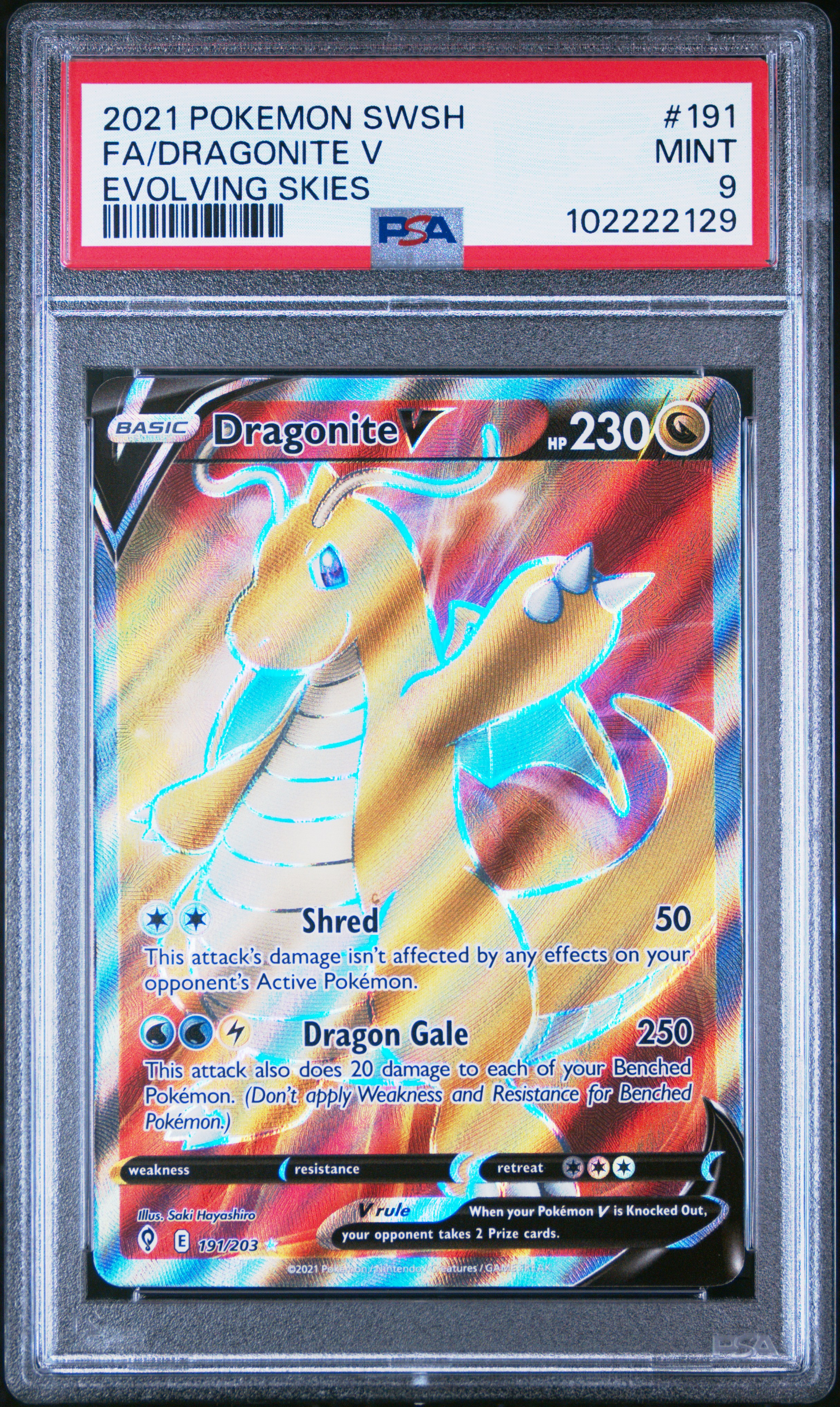 2021 Pokemon Sword & Shield Evolving Skies Fa/Dragonite V #191 (Evolving Skies) Mint 9 front